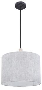 Lampada a sospensione Globo Lighting, struttura in metallo nero opaco, elementi in legno grigio e tessuto grigio, cavo in tessuto nero, diametro: 400 mm, altezza: 1200 mm, esclusa lampadina: 1 x E27, 40W, 230V