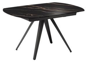Tavolo Allungabile Kyoto 140 90x140/200x75 cm Top in Ceramica Gambe in Metallo Marmo Portoro Nero
