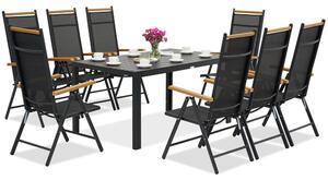 Mobili da giardino in alluminio Polywood Verona Wood per 8 persone Garden Point nero