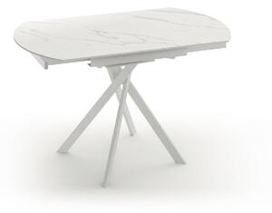 Tavolo Allungabile Roll 120x80/120x76 cm Top in Ceramica Gambe in Metallo Marmo Calacatta Bianco