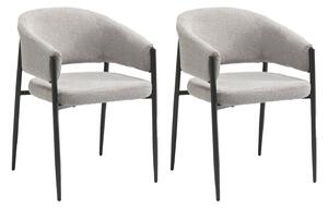 Set 2 Sedie Maya 59,5x54x78,5 cm in Tessuto Easy-Clean Grigio Chiaro