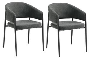 Set 2 Sedie Maya 59,5x54x78,5 cm in Tessuto Easy-Clean Grigio Scuro