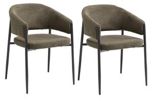 Set 2 Sedie Maya 59,5x54x78,5 cm in Tessuto Easy-Clean Marrone Chiaro