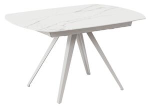 Tavolo Allungabile Kyoto 140 90x140/200x75 cm Top in Ceramica Gambe in Metallo Marmo Calacatta Bianco