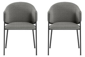 Set 2 Sedie Medea 53x60x78 cm in Tessuto Easy-Clean Bouclé Grigio