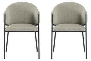 Set 2 Sedie Medea 53x60x78 cm in Tessuto Easy-Clean Bouclé Grigio Chiaro