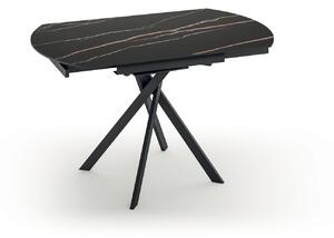Tavolo Allungabile Roll 120x80/120x76 cm Top in Ceramica Gambe in Metallo Marmo Portoro Nero