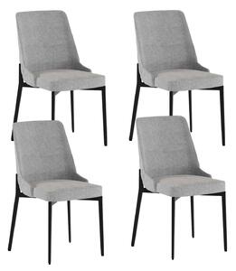 Set 4 Sedie Ambra 48x58,5x89 cm in Tessuto Easy-Clean Grigio Chiaro