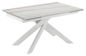 Tavolo Allungabile Ares 80x140/200x76 cm Top in Gres Marmo Sahara Bianco