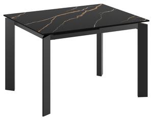 Tavolo Allungabile Frame 80x120-170x75 cm Top in Ceramica Marmo Portoro Nero Opaco
