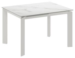 Tavolo Allungabile Frame 80x120-170x75 cm Top in Ceramica Marmo Bianco Opaco