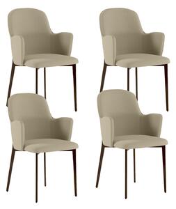 Set 4 Sedie Sophia 53,5x62,5x80 cm in Tessuto Easy-Clean Gambe in Metallo Bronzo Beige