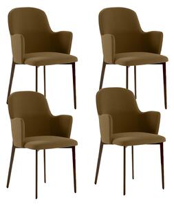 Set 4 Sedie Sophia 53,5x62,5x80 cm in Tessuto Easy-Clean Gambe in Metallo Bronzo Marrone