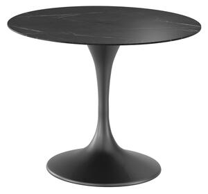 Tavolo Fisso Side 100x100x76 cm Top in Ceramica Marmo Nero