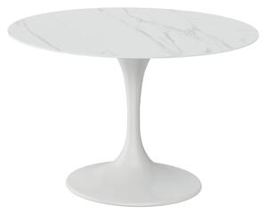 Tavolo Fisso Side 120x120x76 cm Top in Ceramica Marmo Bianco