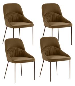 Set 4 Sedie Ginevra 54x63x89 cm in Tessuto Easy-Clean Gambe in Metallo Bronzo Marrone