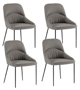 Set 4 Sedie Ginevra 54x63x89 cm in Tessuto Easy-Clean Grigio Chiaro