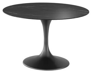 Tavolo Fisso Side 120x120x76 cm Top in Ceramica Marmo Nero