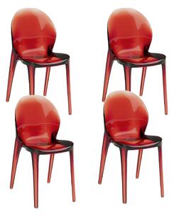 Set 4 Sedie Ruby 42,5x53x82,5 cm in Policarbonato Rosso