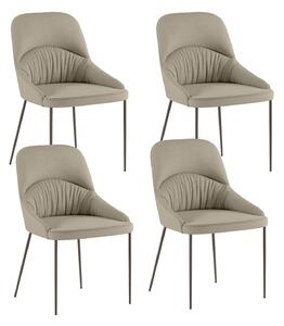 Set 4 Sedie Ginevra 54x63x89 cm in Tessuto Easy-Clean Gambe in Metallo Bronzo Beige