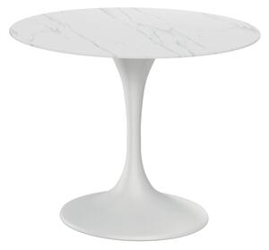 Tavolo Fisso Side 100x100x76 cm Top in Ceramica Marmo Bianco