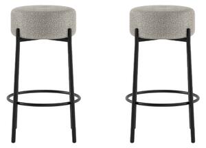 Set 2 Sgabelli Syd 41x41x67 cm in Tessuto Grigio Chiaro