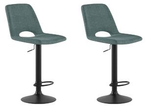Set 2 Sgabelli Alex 45x52x88,5/103,5 cm con Alzata a GAS in Tessuto Easy-Clean Acquamarina