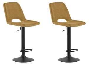 Set 2 Sgabelli Alex 45x52x88,5/103,5 cm con Alzata a GAS in Tessuto Easy-Clean Giallo