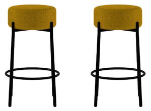 Set 2 Sgabelli Syd 41x41x67 cm in Tessuto Ocra