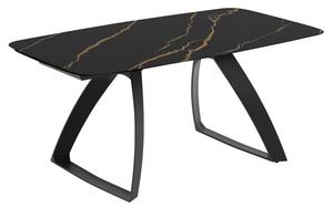 Tavolo Allungabile Barrel 90x180-240x76 cm Top in Ceramica Marmo Portoro Nero Opaco