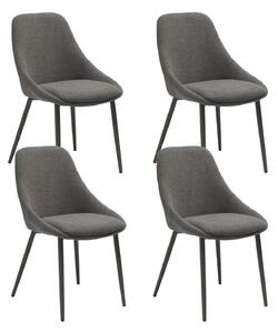 Set 4 Sedie Kira 51x59x85 cm in Tessuto Easy-Clean Grigio Scuro