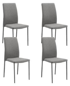 Set 4 Sedie Leda 42x52x96 cm in Tessuto Easy-Clean Gambe Rivestite in Tinta Grigio Scuro