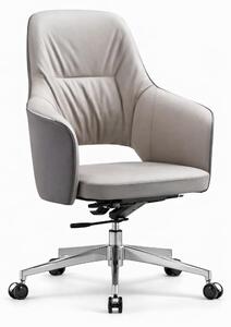 Poltrona da ufficio ergonomica, grigia, con schienale alto e ruote