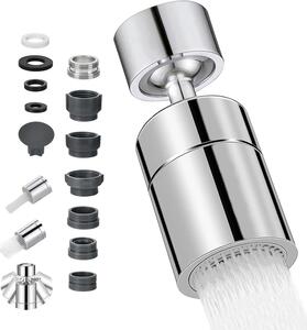 Rubinetto da cucina con bocchetta girevole a 360° - Rubinetto da cucina con erogatore rotante - Ugello del rubinetto con due modalità di erogazione - Filtrazione multistrato e 5 tipi di adattatori
