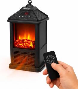 Stufa elettrica da tavolo con telecomando, 1000 W, timer programmabile fino a 12 ore e telecomando
