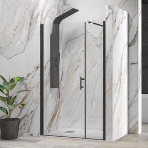 Kamalu porta doccia battente 90 cm e anta fissa con finitura nera | ks5000n