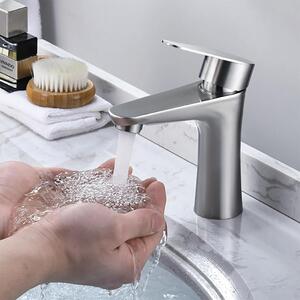 Rubinetto da bagno in acciaio inossidabile – Con miscelatore monocomando, dotato di cartuccia Vetroceramica silenziosa, per acqua calda e fredda – Ideale per lavabi