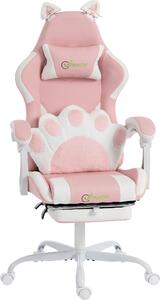 Vinsetto Sedia Gaming Ergonomica con Orecchie da Gatto Poltrona Gaming Reclinabile con Poggiapiedi Rosa