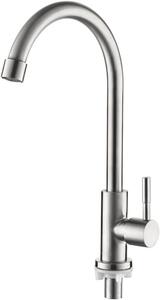 Welt - Rubinetto da cucina per acqua fredda - Acciaio inossidabile - Miscelatore monocomando - Cromo - Grigio