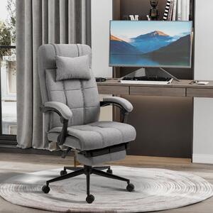 Okwish sedia da ufficio sedia da lavoro girevole con schienale imbottito, sedia da scrivania con cuscino per la testa e braccioli, sedia da gioco con altezza regolabile, grigio chiaro