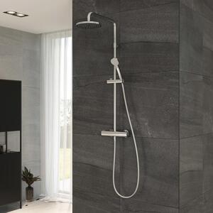 Sistema doccia per bagno con miscelatore termostatico e soffione rotondo, da montare a parete