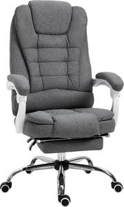 Sedia da ufficio ergonomica, con poggiapiedi pieghevole, regolabile in altezza e inclinazione, in metallo (grigio)