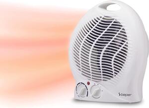 Stufa elettrica con ventola, 2000W, 2 livelli di potenza selezionabili, stufa compatta con ventola, termostato regolabile, modalità eco e spegnimento automatico, colore bianco