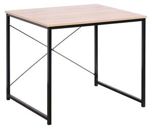 Scrivania Ufficio Moderna Legno Naturale Nero Tavolo Studio PC 60x80x71,5