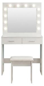 Tavolo Trucco Toiletta Specchio Illuminato LED Cassetti Mobile 80x33x140 Cm