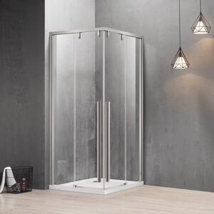 Kamalu cabina doccia 80x100 finitura acciaio spazzolato apertura doppio scorrevole vetro 8mm | ksa1000as