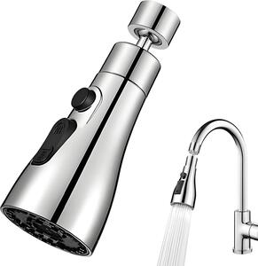 Rubinetto da cucina con doccetta rotante a 360° - 3 modalità - Bocchetta universale - Rubinetto per lavello da cucina (argento)