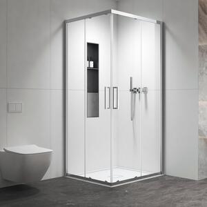 Kamalu box doccia 80x90 apertura doppio scorrevole finitura cromo | kz-1000