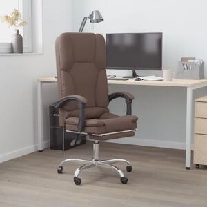The Living Store Sedia da ufficio con funzione massaggio in Pelle finta marrone