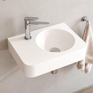 Lavabo da appoggio in pietra Kronenbach, 45 x 33 cm, con posizionamento del lavabo a destra e foro per il rubinetto